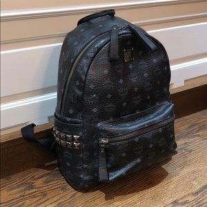 MCM Black Large Side Stud Backpack